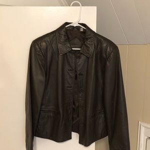 PRESTON AND YORK PETITES BROWN LEATHER JACKET SIZE PM